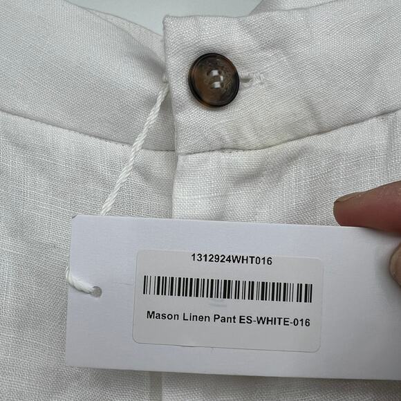 NWT Reformation Mason Linen Pants Pleated Wide Leg Linen Pants Women's 16 White - Picture 5 of 13